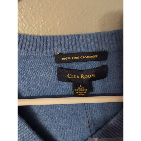 Club Room Storm Blue Long Sleeve 100% Cashmere Sweater Men's Size L NWT - Picture 2 of 7